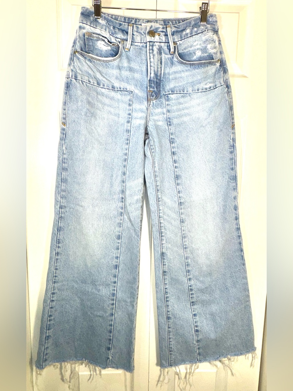 Good American Good Vintage Carpenter Wide Leg Crop Jeans Light Wash Size 26
